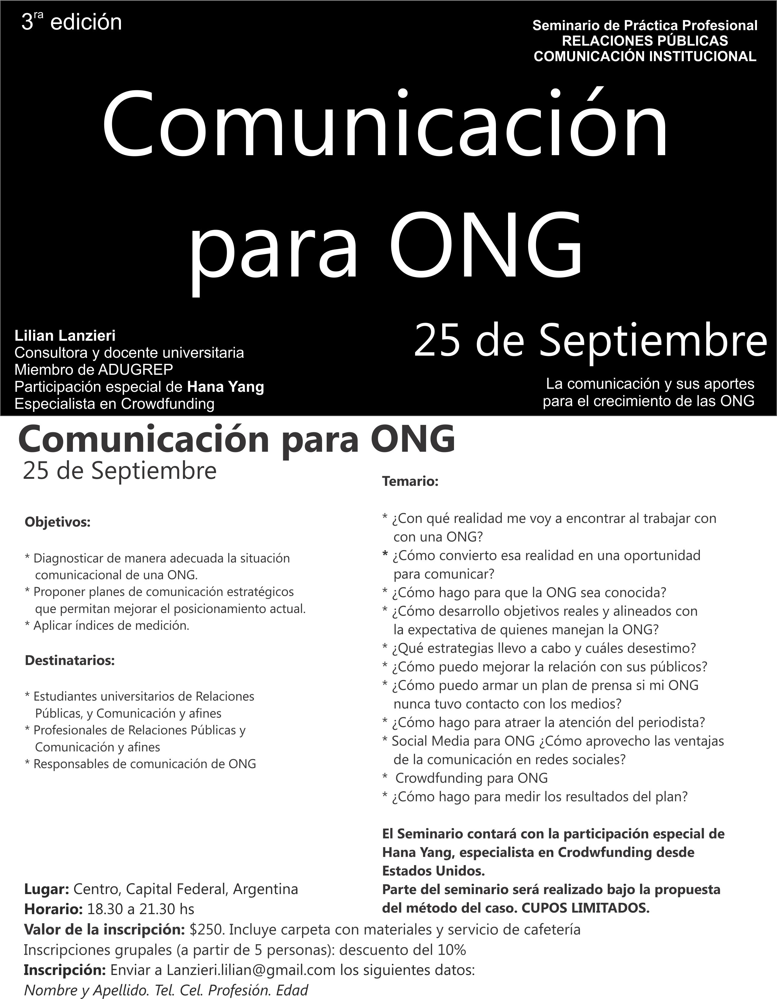 3ra Edición Seminario de Práctica Profesional: «Comunicación para ONG»